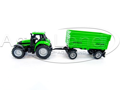Zabawka model ciągnika Deutz-Fahr Agrotron z przyczepą Fortuna 1:87 Siku 1606
