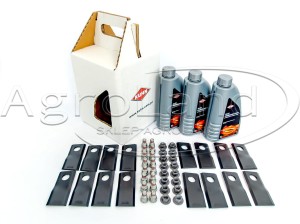Zestaw serwisowy listwy tnącej 8 dysków FastFit kosiarka KUHN GMD FC nożyki śruby nakrętki i olej przekładniowy 3L 63709825